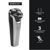 Members Only Electric Razor for Men, Lithium Metallic Cordless 3 Heads Rotary Shaver, Precision Trimming, Close Shave with Built-in Pop-up Trimmer, IPX6 Waterproof, USB Rechargeable Battery view 4