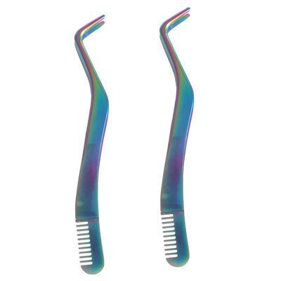 balacoo 2pcs Eyelash Applicator Tweezers Comb Lashing Tweezers for Women Men Tool