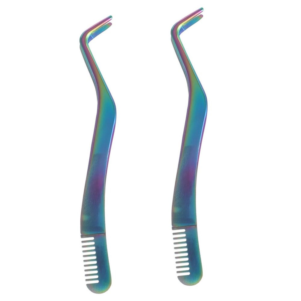 balacoo 2pcs Eyelash Applicator Tweezers Comb Lashing Tweezers for Women Men Tool