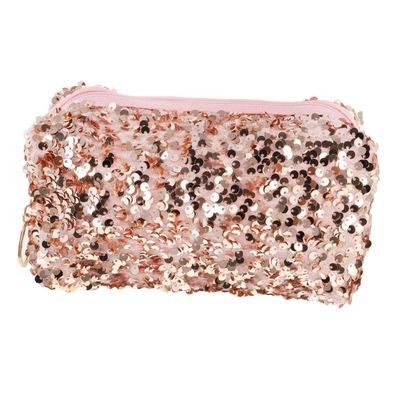 1pc Cosmetic Bag Portable Bling Bag Glittery Multifunctional Women Toiletry Bag Sequin Toiletry Bags for Women Velvet Girls Toiletry Bag for Large Led Pink Oxford Cloth