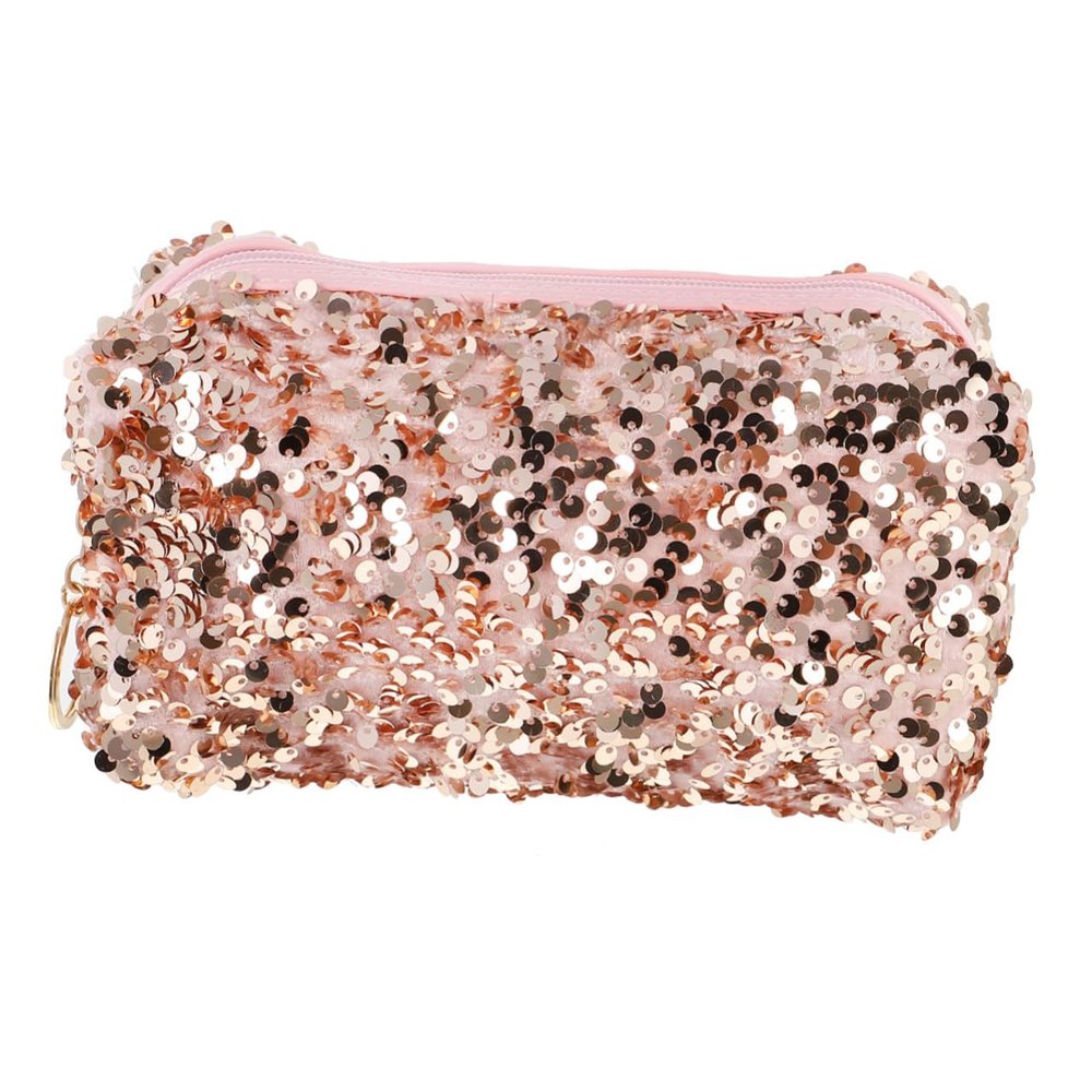 1pc Cosmetic Bag Portable Bling Bag Glittery Multifunctional Women Toiletry Bag Sequin Toiletry Bags for Women Velvet Girls Toiletry Bag for Large Led Pink Oxford Cloth
