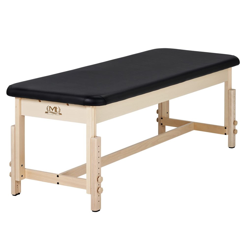 Mt Massage Tables Harvey Treatment Stationary Massage Tables, Athletic Bed, Clinical Hospital Treatment Exam Bed for Clinic, Athlete Training Tattoo Acupuncture Spa Salon Facial Bed, Black
