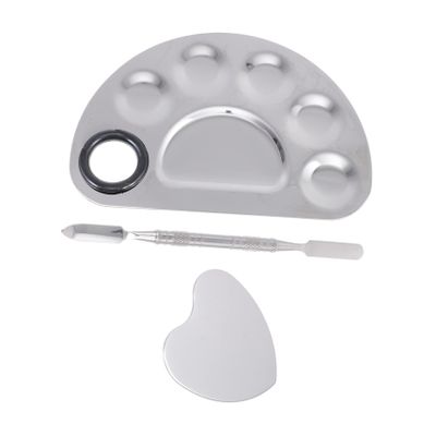 Beatifufu Stainless Steel Nail Art Mixing Palette Set with Color Mixing Stick Compact Manicure Display Boards for Nail Art and Makeup Kit for Professional Use