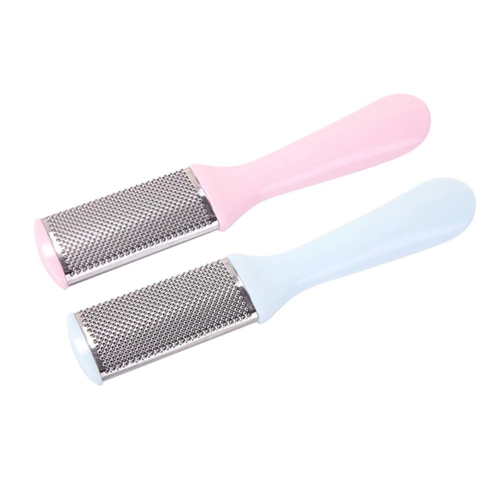 Beatifufu 2pcs Foot Grater Heel Scrubber Pink Heel Foot Remover Stainless Steel Scrubber Pumices Metal Pedi Stainless Steel File Tools Peeler Exfoliating