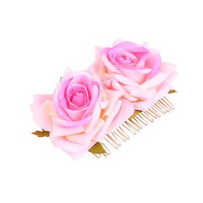 balacoo 1pc Rose Hair Comb Dual Flower Headpiece for Weddings Parties Special Occasions Elegant Floral Decoration for Women and Girls Bridal Accessory
