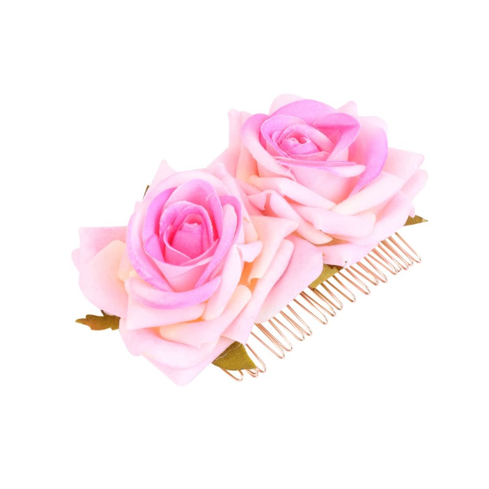 balacoo 1pc Rose Hair Comb Dual Flower Headpiece for Weddings Parties Special Occasions Elegant Floral Decoration for Women and Girls Bridal Accessory