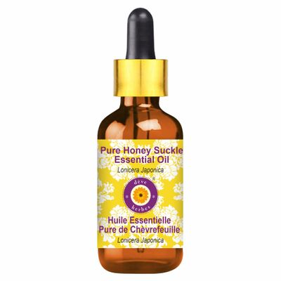 Deve Herbes Pure Honey Suckle Essential Oil (Lonicera Japonica) with Glass Dropper Steam Distilled 15ml(0.5oz)