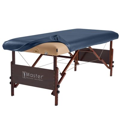 Master Massage Rectangular Universal Fabric Fitted PU Vinyl Leather Ultra-Durable Massage Table Protection Cover for Massage Beds Lash Bed, 28 to 33 Wide, Royal Blue