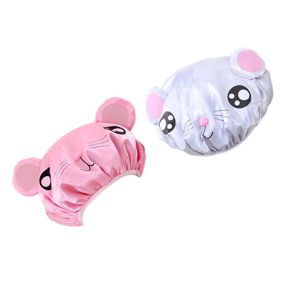 balacoo 2pcs Elastic Band Boys and Girls Shower Cap Cartoon Soft Outer Layer Fits Short to Medium Hair