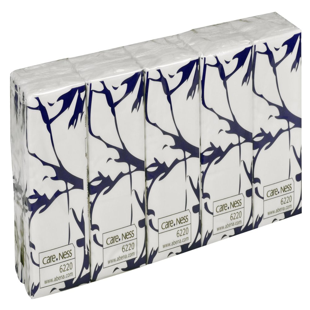 Paper tissues, ABENA Care-Ness Excellent, 3 layers, 20.7x21cm, white, 100% Cellulose, Case of 30 Packs