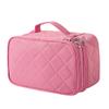 1pc Rhombus Cosmetic Bag Handbags Makeup Bags Canvas Makeup Pouch Travel Makeup Bag Mirror Portable, Pink, 23x14x10cm view 1