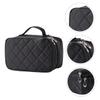 1pc Rhombus Cosmetic Bag Handbags Makeup Bags Canvas Makeup Pouch Travel Makeup Bag Mirror Portable, Black, 23x14x10cm view 2