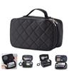 1pc Rhombus Cosmetic Bag Handbags Makeup Bags Canvas Makeup Pouch Travel Makeup Bag Mirror Portable, Black, 23x14x10cm view 3
