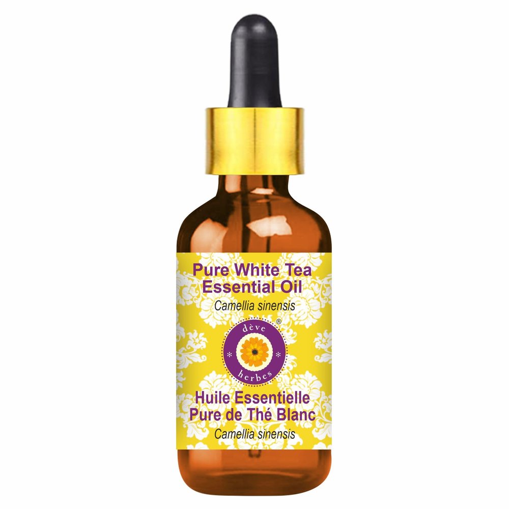 dve herbes White Tea Essential Oil (Camellia sinensis) with Glass Dropper | Pure | Non-Sticky | Non-Greasy | Lightweight | Men & Women | All Skin Types | Steam Distilled 100ml(3.38 oz)