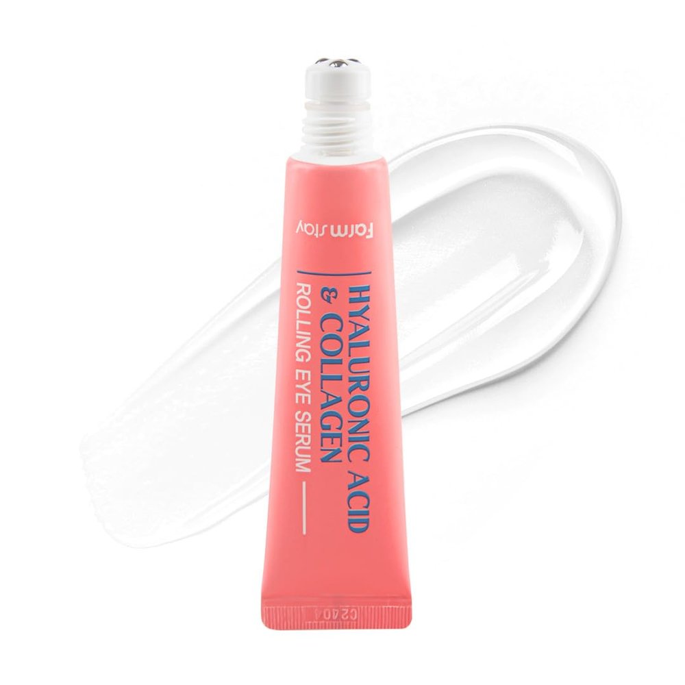 Farmstay Hyaluronic Acid Roll-on Eye Serum with 2% Niacinamide & Collagen  Hydrating Korean Eye Roller for Dark Circles, Puffy Eyes & Wrinkles  0.84 fl. oz.