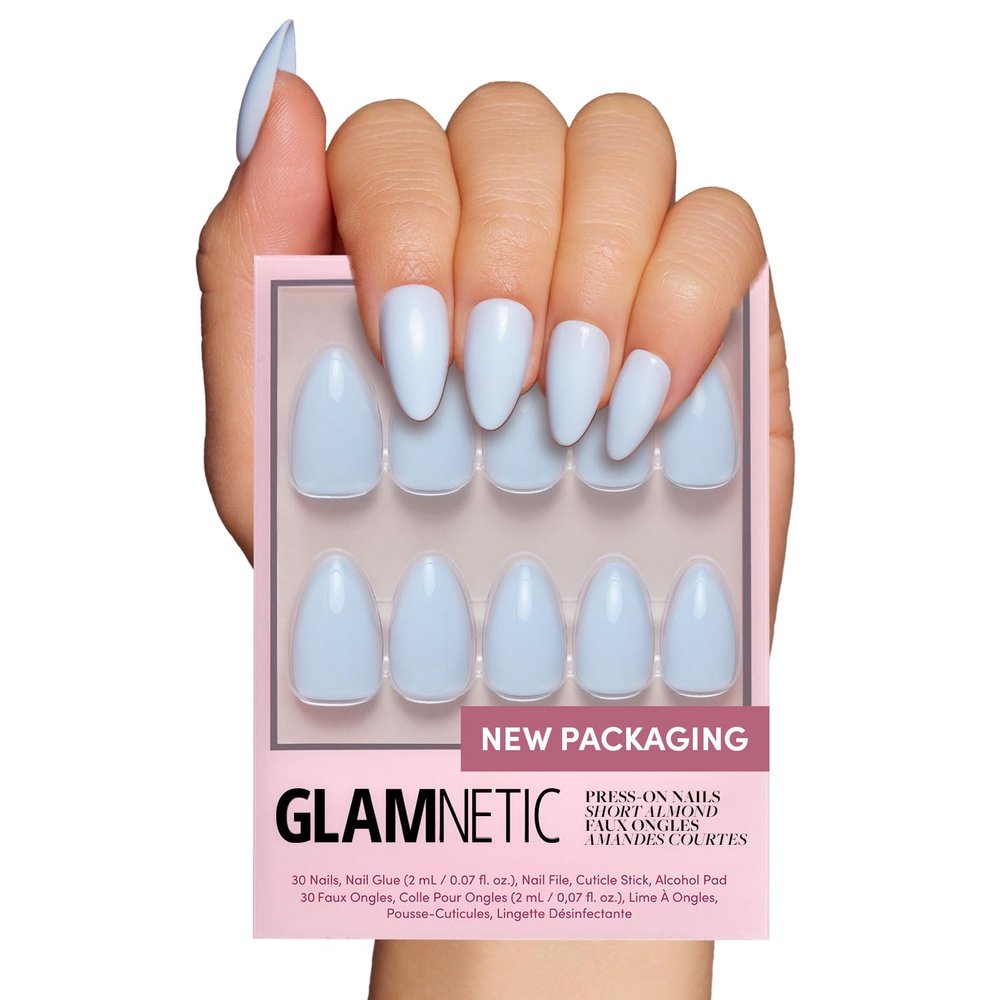 Glamnetic Press On Nails - Short Almond, Glossy Fake Nails 30 Pc Full Kit