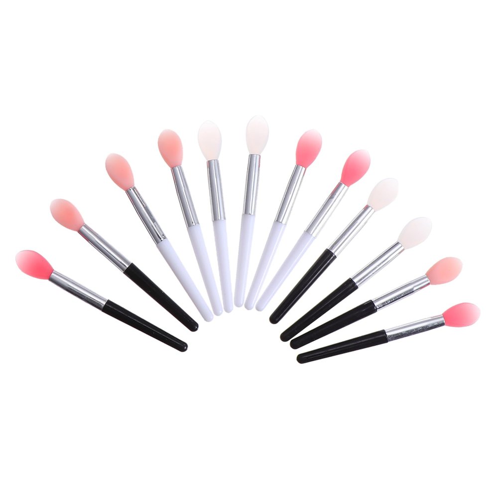 Housoutil Plastic Silicone Lipstick Brush Set 12 Pcs Lip Mask Wands Soft Brush for Comfort for Beauty Salon or Home Use Women Girls