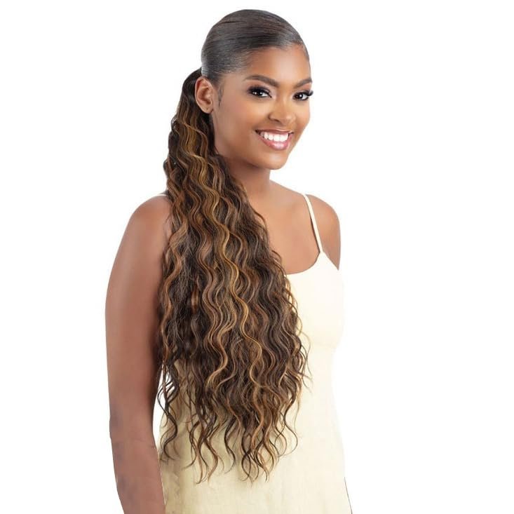Organique Mastermix Shake N Go Pony Pro Weave Ponytail - Breezy Wave 26" (Color:2 DARK BROWN)