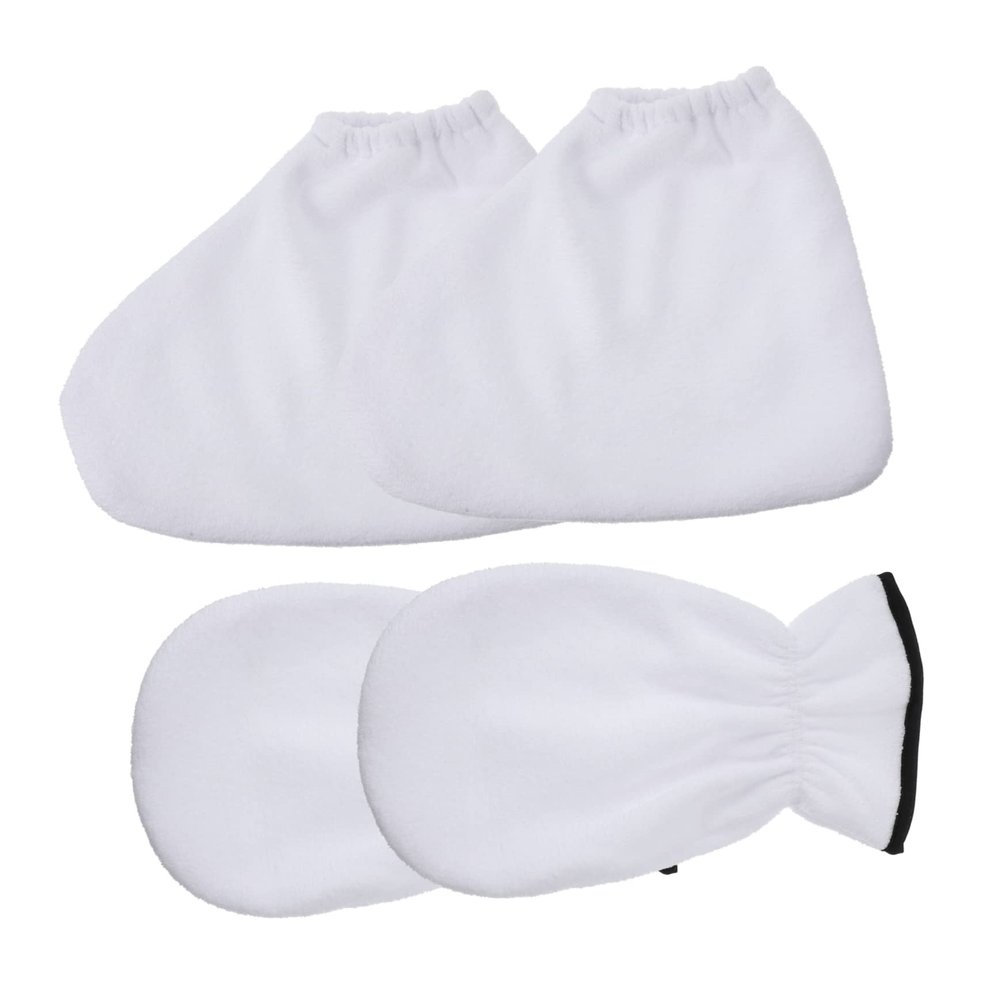NOLITOY 4pcs Paraffin Wax Hand and Foot Cover Moisturizing Mitts and Booties for for Home Use and Beauty Salons Enhances Moisturizer Effect Fits