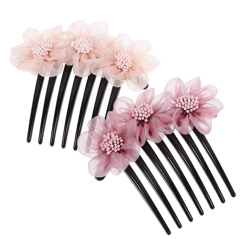 Angoily 2pcs Floral Hair Comb Yarn Material Hair Accessories Women for Parties Elegant Decorative