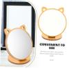 DOITOOL Portable Wooden Vanity Mirror Foldable Travel Mirror for Desk Makeup Bathroom Small Cat Shape Mirror Surface view 2
