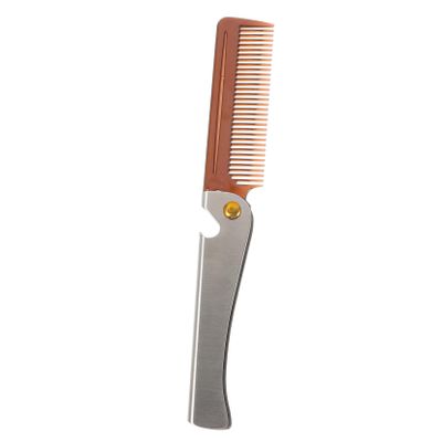 Didiseaon Portable Folding Beard Comb Stainless Steel Men's Grooming Brush Barber Shop Brush Tool Hair Barber Tool