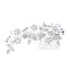Angoily Bridal Hair Comb with Pearl and Rhinestone Accents Elegant Flower Leaf Design Hair Accessories for Weddings Suitable for Brides and Bridesmaids Versatile for Updos and Half-up view 1