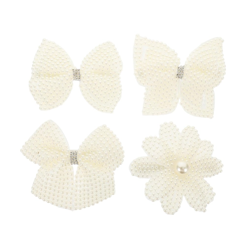 Angoily 4pcs Pearl Hair Clip Hair Pin Tiara Barrettes Pearl pin s Bow with Alligator Clips Wedding pin Barrette pin for Women Miss Wild