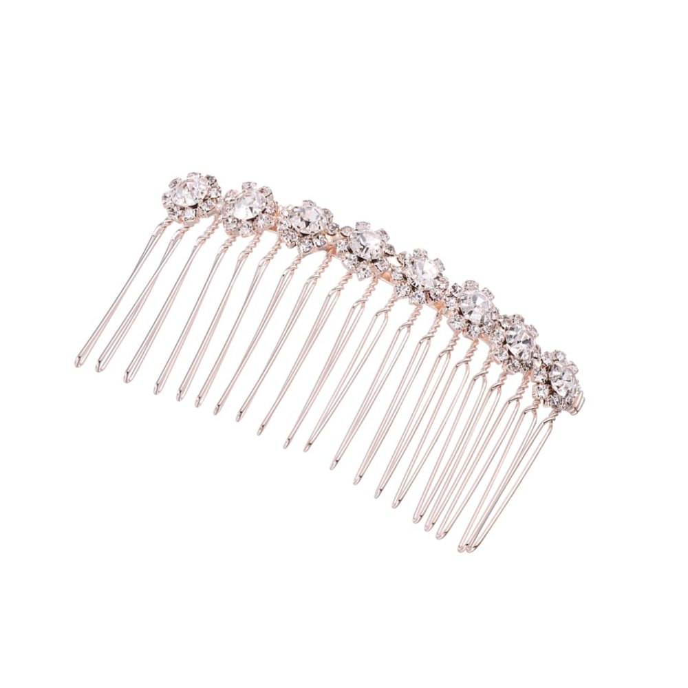 Angoily 4pcs Womens Hair Clips Crystal Ab Rhinestones Hair Gems for Women Diamond Headpiece Wire Hair Side Comb Hair Accessory for Women Bangs Hair Clip Barrettes Bride Love Veil