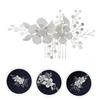Angoily 1pc Elegant Pearl Beaded Hair Comb for Weddings Handmade Bridal Accessory Flower Design Silver Wedding Hairpin for Brides and Special Occasions view 1