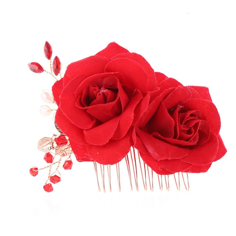 Angoily Wedding Headpiece for Bride Flower Hair Comb Rose Comb Women Hair Clip Accessory