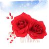 Angoily Wedding Headpiece for Bride Flower Hair Comb Rose Comb Women Hair Clip Accessory view 2
