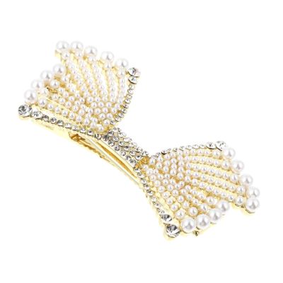 Angoily Pearl Bowknot Hair Clip for Women Elegant Hairpin Decor for Weddings Parties and Daily Wear Charming Accessory for Girls and Teens