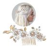 Angoily Daisy Rhinestone Hair Comb with Copper Leaves Elegant Bridal Headpiece for Weddings Parties Special Occasions Handmade Floral Hair Accessories for Brides and Bridesmaids view 1