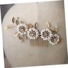 Angoily Daisy Rhinestone Hair Comb with Copper Leaves Elegant Bridal Headpiece for Weddings Parties Special Occasions Handmade Floral Hair Accessories for Brides and Bridesmaids view 2