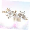 Angoily Daisy Rhinestone Hair Comb with Copper Leaves Elegant Bridal Headpiece for Weddings Parties Special Occasions Handmade Floral Hair Accessories for Brides and Bridesmaids view 3