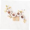 Angoily Daisy Rhinestone Hair Comb with Copper Leaves Elegant Bridal Headpiece for Weddings Parties Special Occasions Handmade Floral Hair Accessories for Brides and Bridesmaids view 4