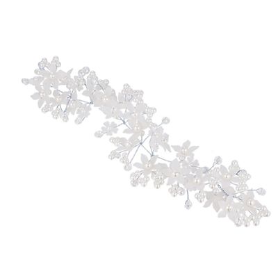 Angoily Pearl Flower Bridal Headband Wedding Headband for Bride Elegant Pearl Flower Headwear for Women
