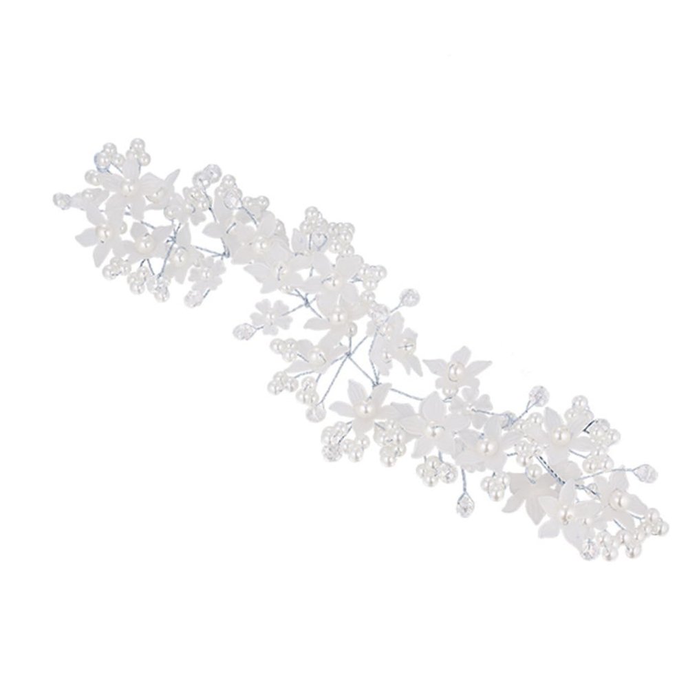 Angoily Pearl Flower Bridal Headband Wedding Headband for Bride Elegant Pearl Flower Headwear for Women