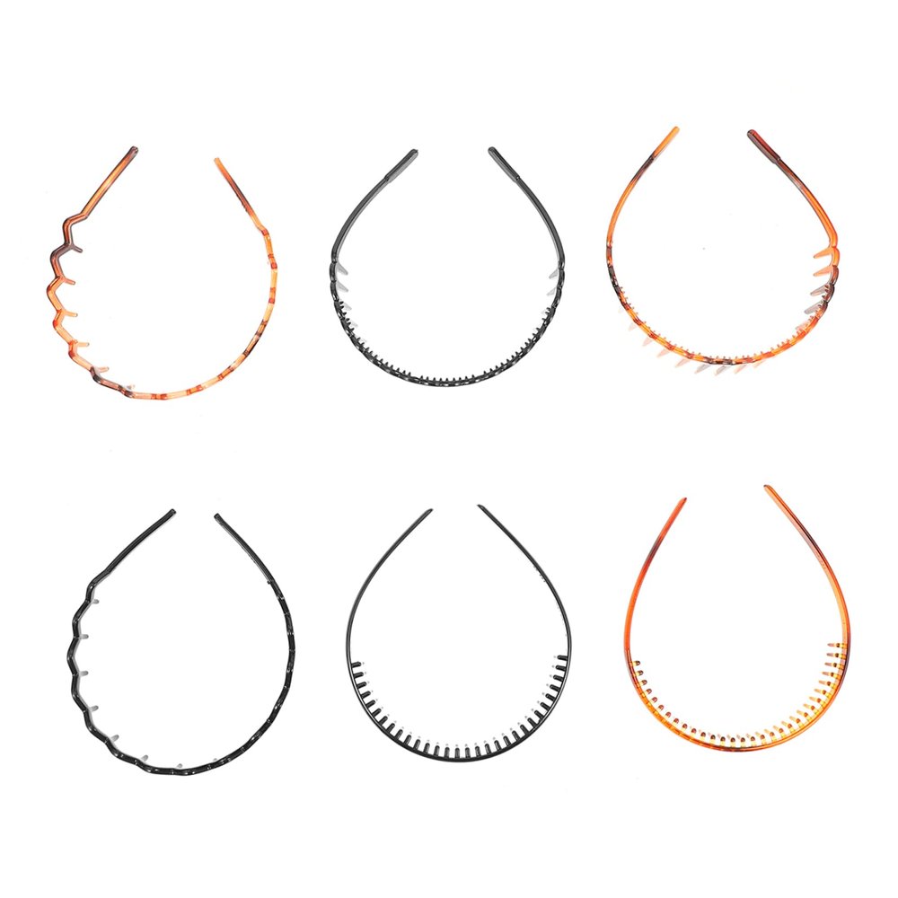 Beatifufu 6pcs Wavy Toothed Elastic Hairband for Men Women Non- Headbands for Easy Hair Styling for Sports Outdoor Activities and Everyday Use