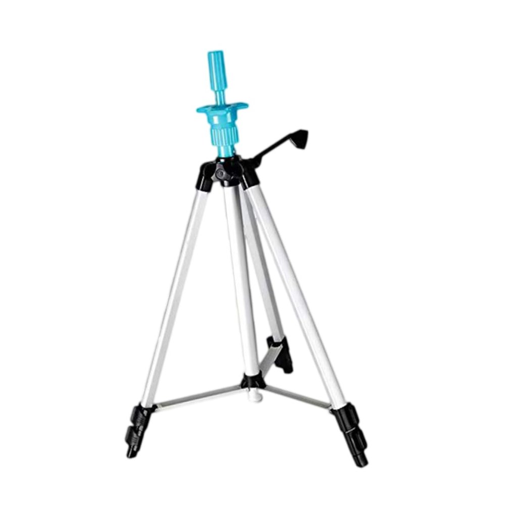 Angoily Portable Wig Holder Stand for Hairdressing Model Silver Triangle Bracket Blue Rubber
