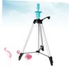 Angoily Portable Wig Holder Stand for Hairdressing Model Silver Triangle Bracket Blue Rubber view 3