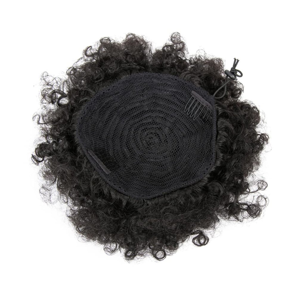 NOLITOY 2pcs Short Curly Afro Drawstring Ponytail Extension for Women Fluffy Puff Bun Hairpiece Easy to Attach Synthetic Fiber for Daily Use
