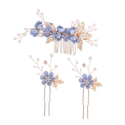 Angoily 3pcs Bride Headdress Set Hair Comb Clip for Wedding Elegant Hair Accessories for Bride for Engagement Prom Special Occasions Delicate Floral Design