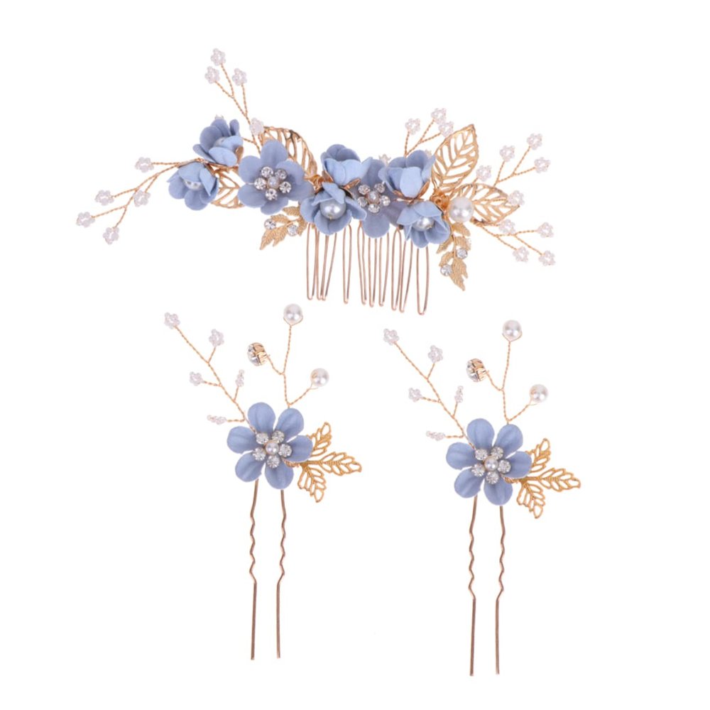 Angoily 3pcs Bride Headdress Set Hair Comb Clip for Wedding Elegant Hair Accessories for Bride for Engagement Prom Special Occasions Delicate Floral Design