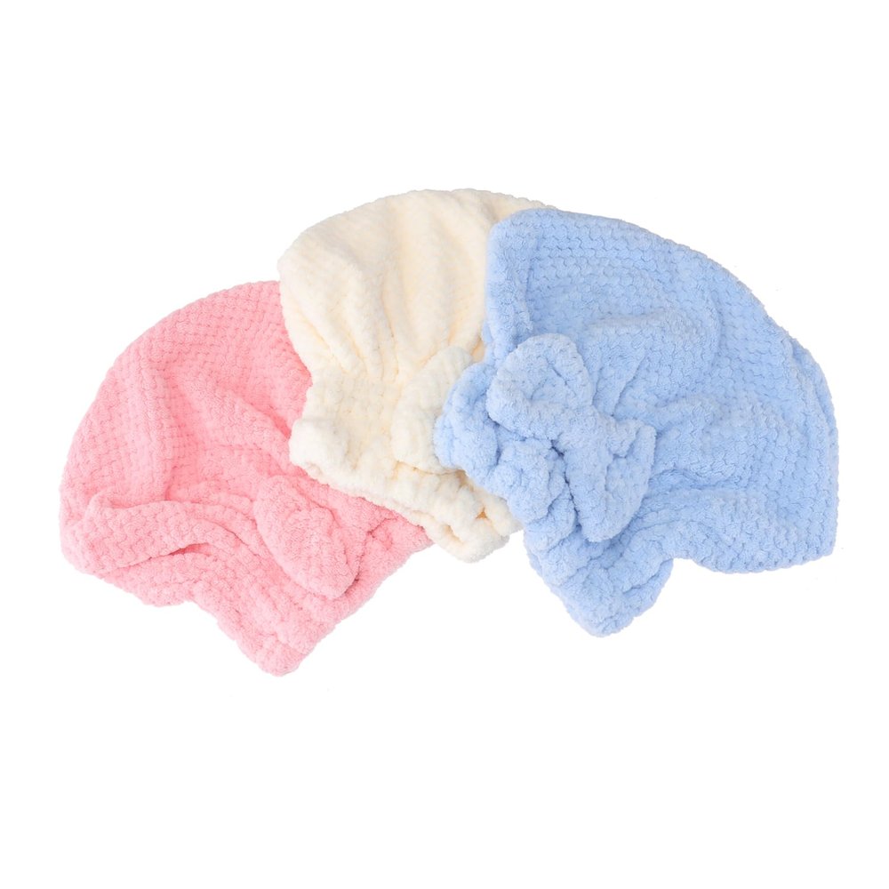 Angoily 3pcs Fast Drying Hair Caps Coral Fleece Shower Cap Soft Hair Towel Hat Water Absorbent for Women Men Boys and Girls Random Style