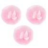 Beatifufu 3pc Long Hair Powder Puff Set Soft Plush Talcum Powder Puff Adults for Prickly Heat Cute Bowknot Design Pink Safe for Delicate Skin view 1
