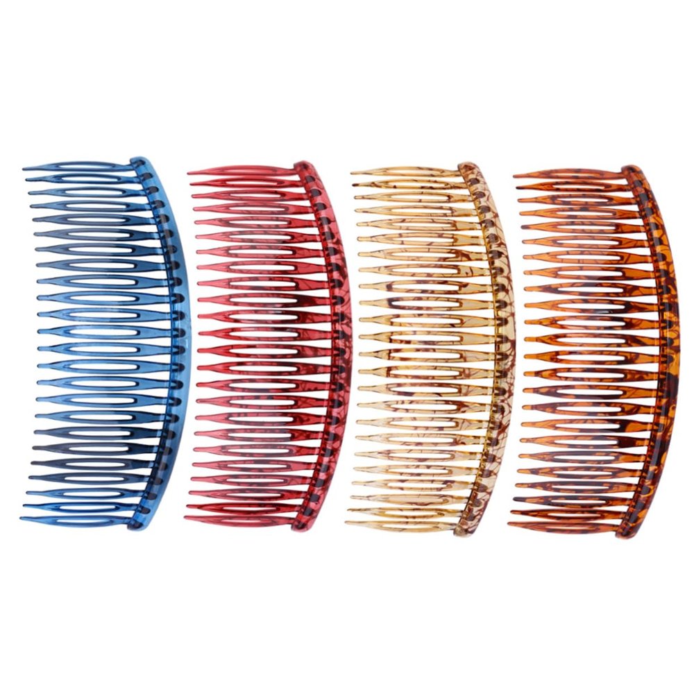 Angoily 4pcs Break-resistant Hair Combs Resin Teeth Hair Clips Clips for Thick Bangs Jewelry Making Accessories Random Color