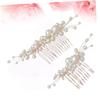 Angoily 2pcs Handmade Pearl Hair Comb Set Bridal Hair Jewelry for Women Pearl Wedding Headpiece view 3