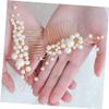 Angoily 2pcs Handmade Pearl Hair Comb Set Bridal Hair Jewelry for Women Pearl Wedding Headpiece view 4